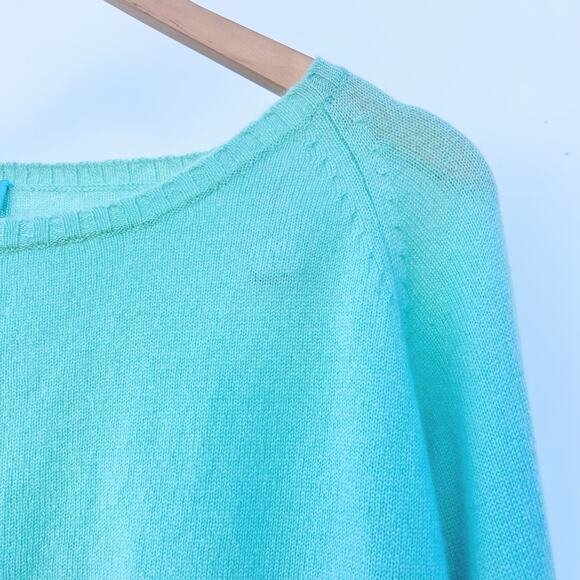 LUIV Firenze Feather Italian Cashmere Sweater Top Long Sleeve Teal Large - Picture 5 of 14